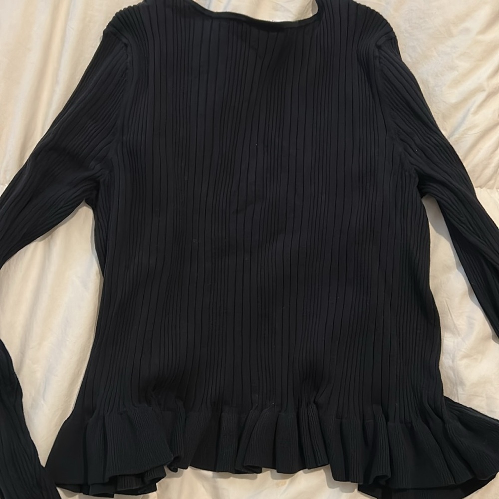 Cabi Black Ruffled Button-Up Blouse - image 3
